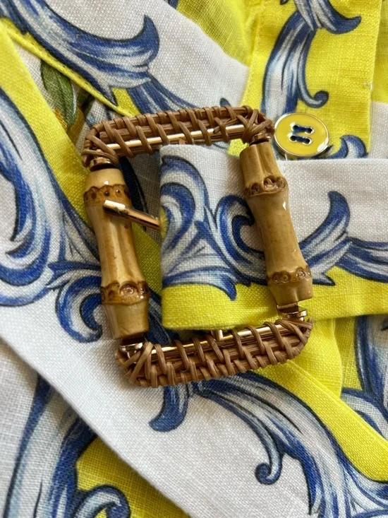 FARM Rio Yellow and Blue Printed Linen Top - Picture 4 of 8